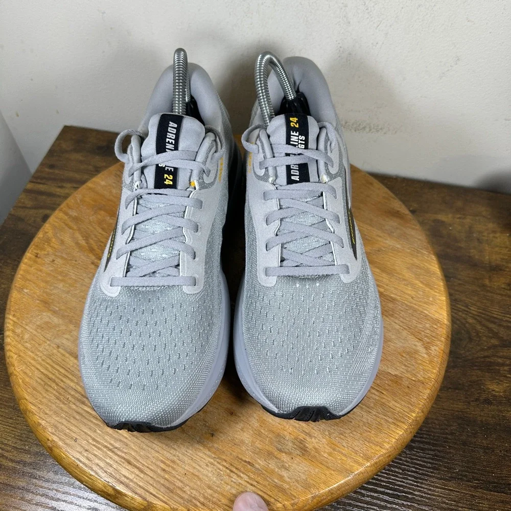 Brooks Adrenaline GTS 24 Mens 9.5 D Grey Yellow Running Shoes 1104371D084 Brooks Mens Adrenaline GTS 24- Alloy/White/Gold Fusion  main image 3